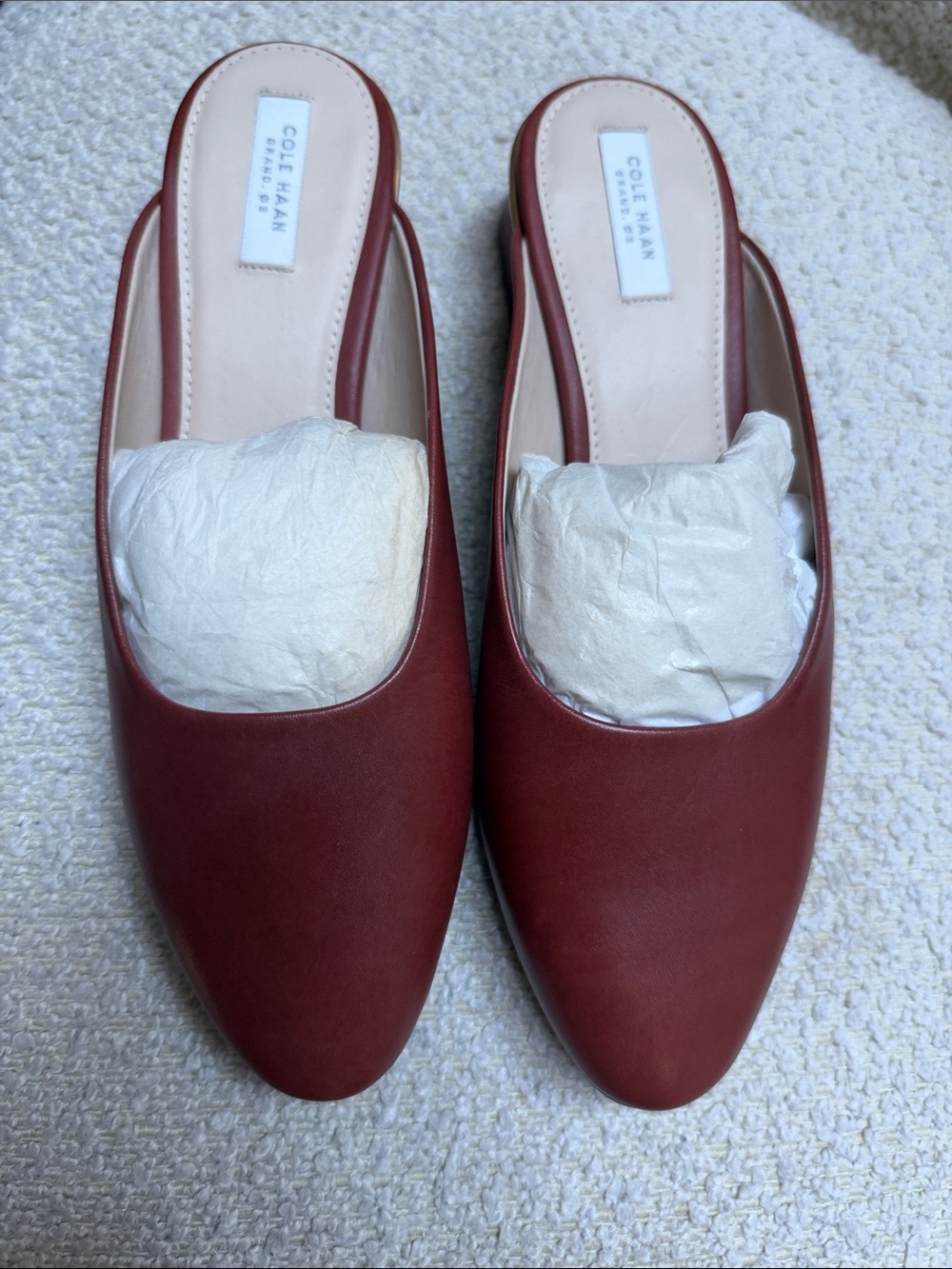 Cole Haan Women's Wine coco brown Leather Slip-On Mules never worn